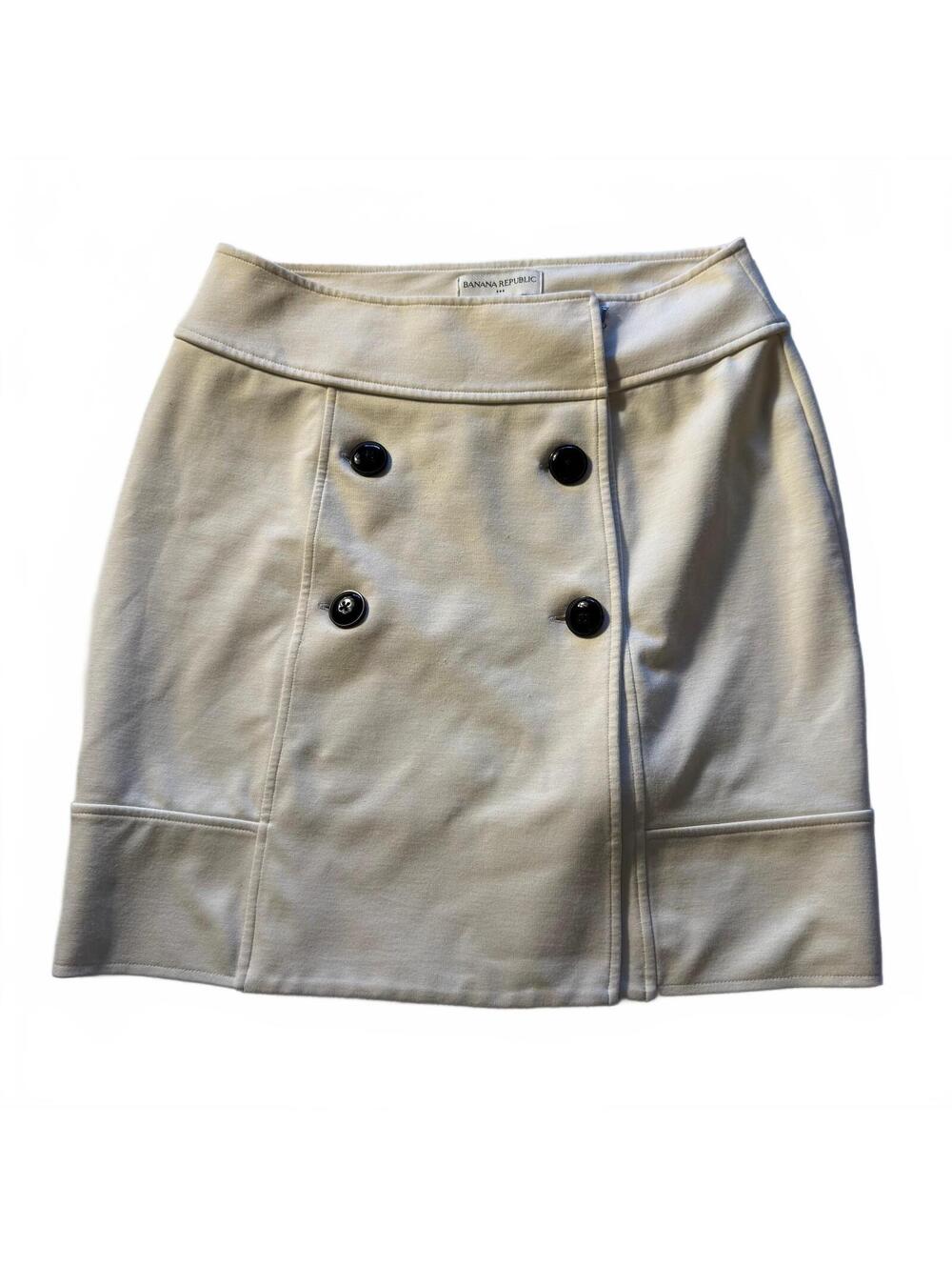 Banana Republic Preppy Fall Coquette Cream Double-Breasted Mini Skirt Size 0